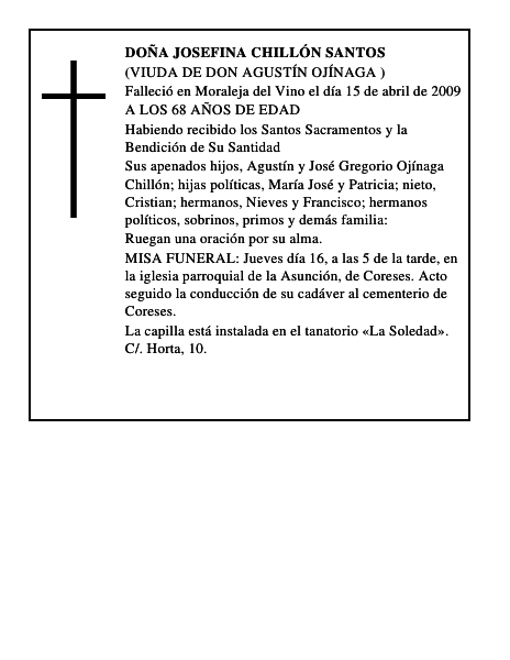 DOÑA JOSEFINA CHILLÓN SANTOS