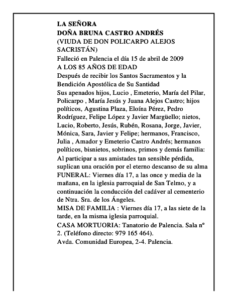 DOÑA BRUNA CASTRO ANDRÉS