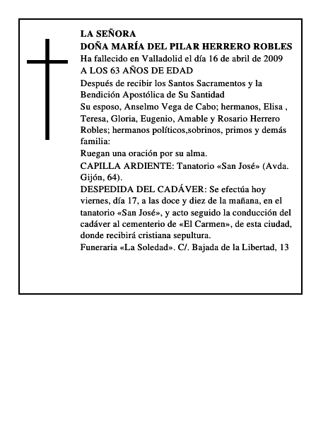 DOÑA MARÍA DEL PILAR HERRERO ROBLES