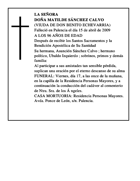 DOÑA MATILDE SÁNCHEZ CALVO