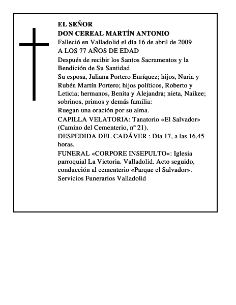 DON CEREAL MARTÍN ANTONIO
