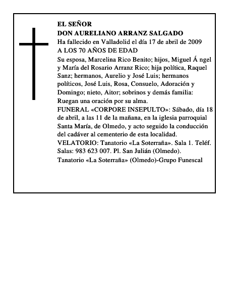 DON AURELIANO ARRANZ SALGADO