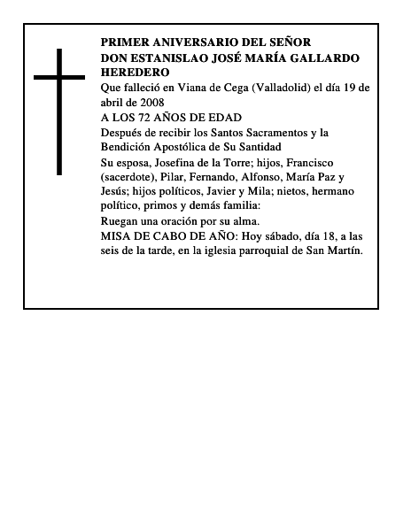 DON ESTANISLAO JOSÉ MARÍA GALLARDO HEREDERO