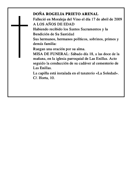 DOÑA ROGELIA PRIETO ARENAL