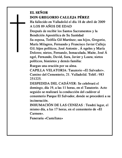 DON GREGORIO CALLEJA PÉREZ