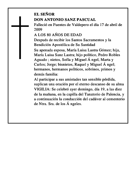 DON ANTONIO SANZ PASCUAL