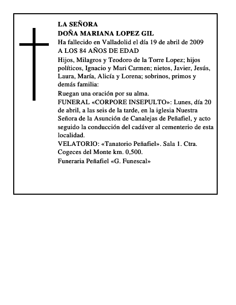 DOÑA MARIANA LOPEZ GIL