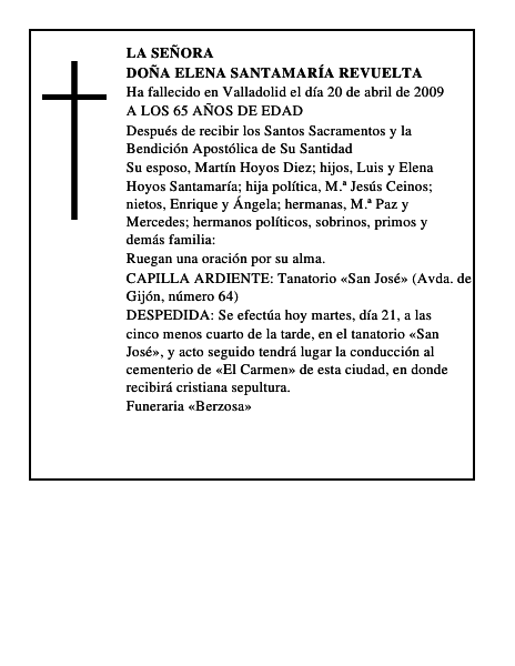 DOÑA ELENA SANTAMARÍA REVUELTA