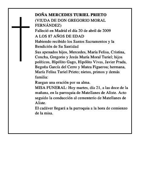 DOÑA MERCEDES TURIEL PRIETO