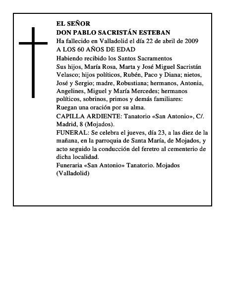 DON PABLO SACRISTÁN ESTEBAN