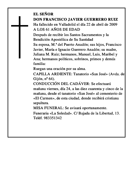 DON FRANCISCO JAVIER GUERRERO RUIZ