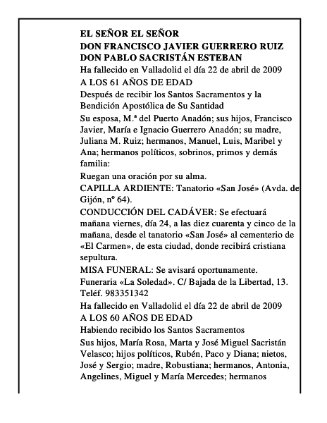 DON FRANCISCO JAVIER GUERRERO RUIZ DON PABLO SACRISTÁN ESTEBAN