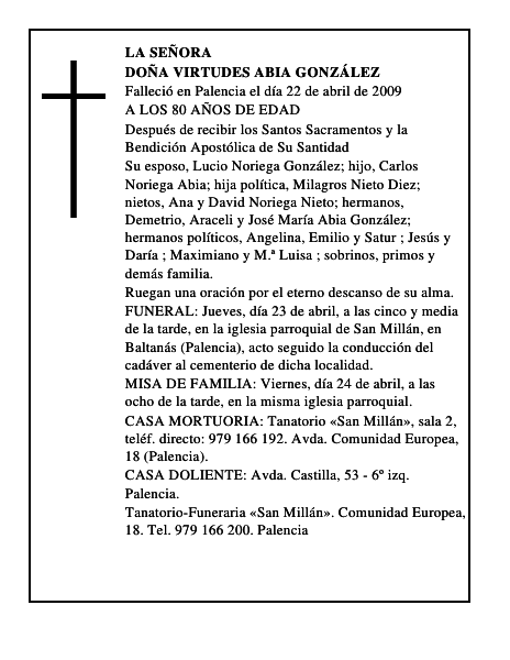 DOÑA VIRTUDES ABIA GONZÁLEZ