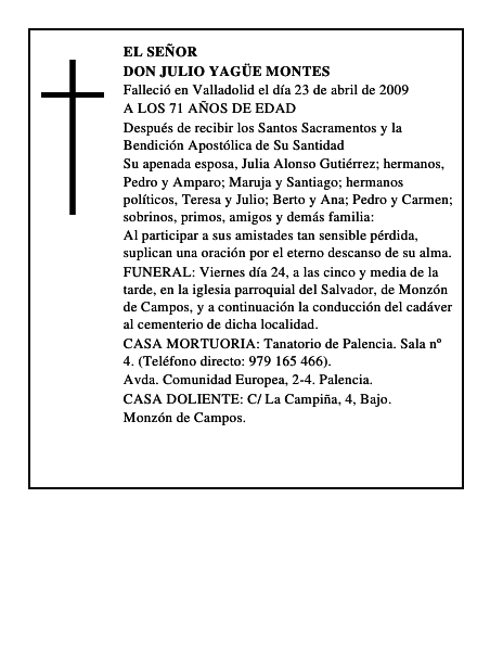 DON JULIO YAGÜE MONTES