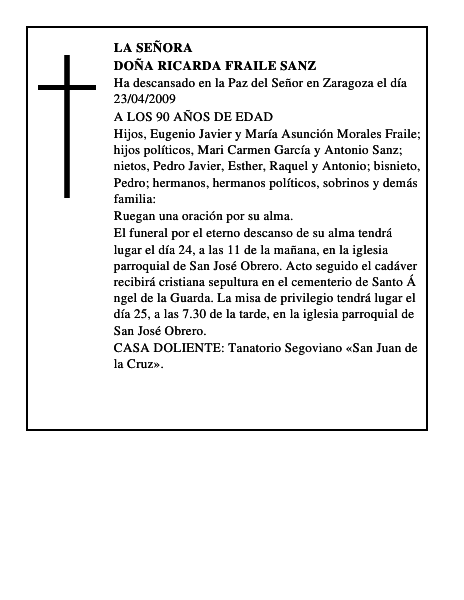 DOÑA RICARDA FRAILE SANZ
