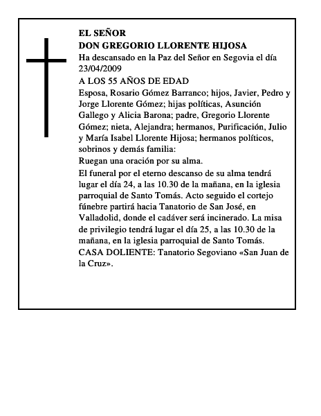 DON GREGORIO LLORENTE HIJOSA