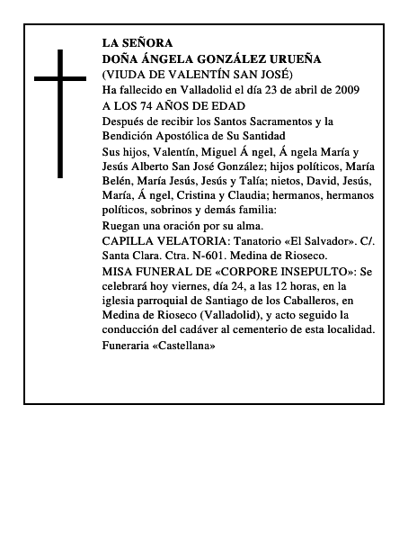 DOÑA ÁNGELA GONZÁLEZ URUEÑA