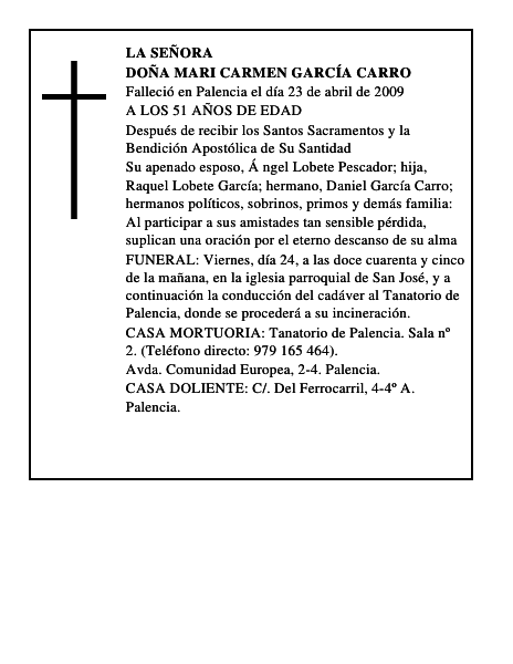 DOÑA MARI CARMEN GARCÍA CARRO