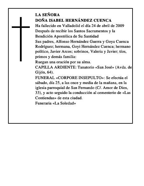 DOÑA ISABEL HERNÁNDEZ CUENCA