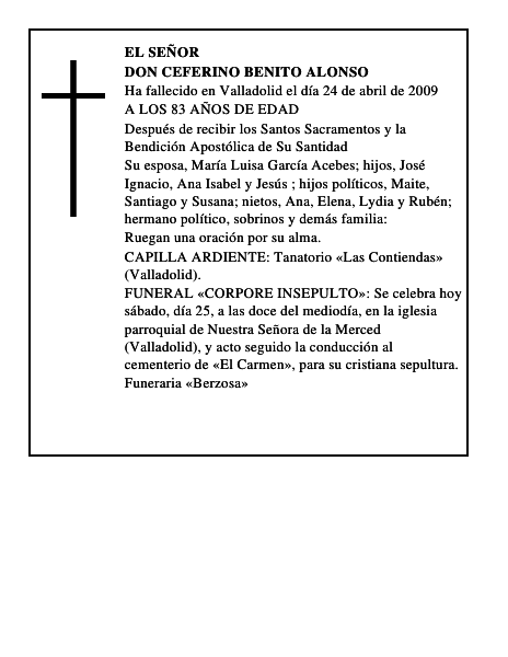DON CEFERINO BENITO ALONSO