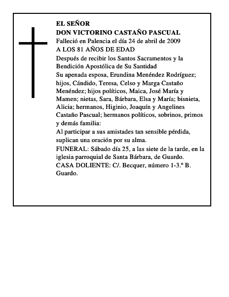 DON VICTORINO CASTAÑO PASCUAL