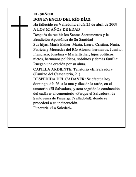 DON EVENCIO DEL RÍO DÍAZ