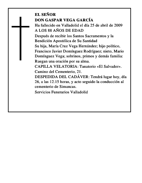 DON GASPAR VEGA GARCÍA