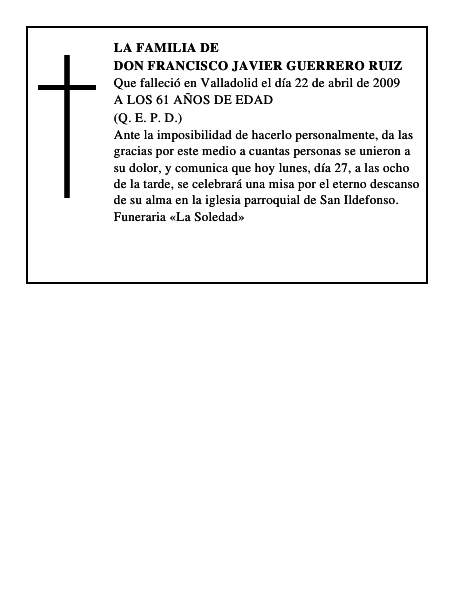 DON FRANCISCO JAVIER GUERRERO RUIZ