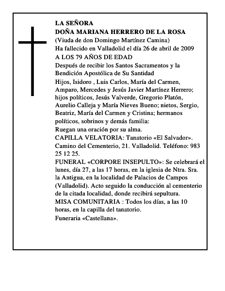 DOÑA MARIANA HERRERO DE LA ROSA