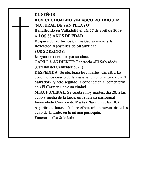 DON CLODOALDO VELASCO RODRÍGUEZ