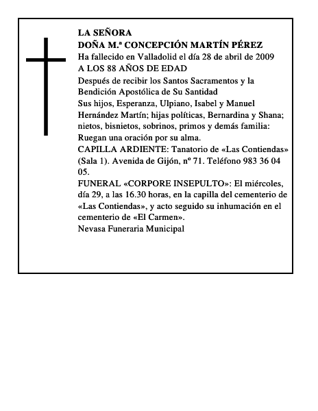 DOÑA M.ª CONCEPCIÓN MARTÍN PÉREZ