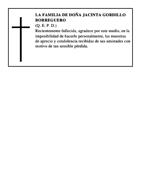 LA FAMILIA DE DOÑA JACINTA GORDILLO BORREGUERO