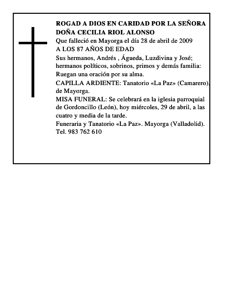 DOÑA CECILIA RIOL ALONSO