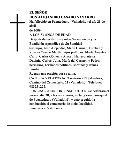 DON ALEJANDRO CASADO NAVARRO