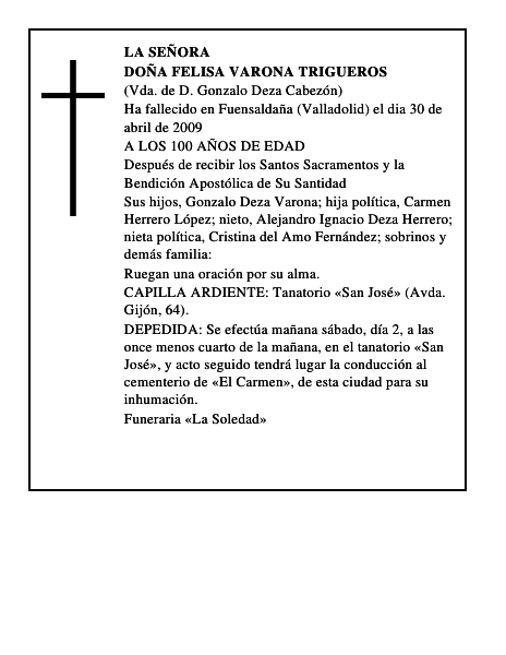 DOÑA FELISA VARONA TRIGUEROS