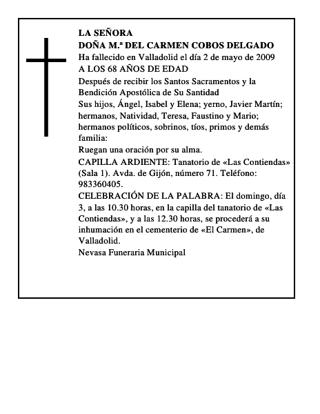 DOÑA M.ª DEL CARMEN COBOS DELGADO