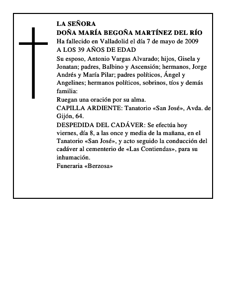 DOÑA MARÍA BEGOÑA MARTÍNEZ DEL RÍO