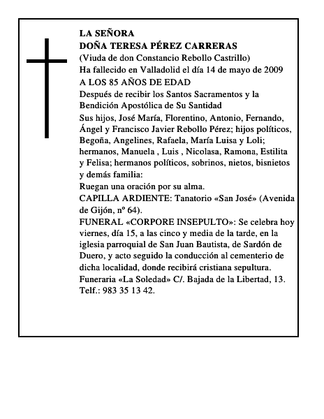 DOÑA TERESA PÉREZ CARRERAS