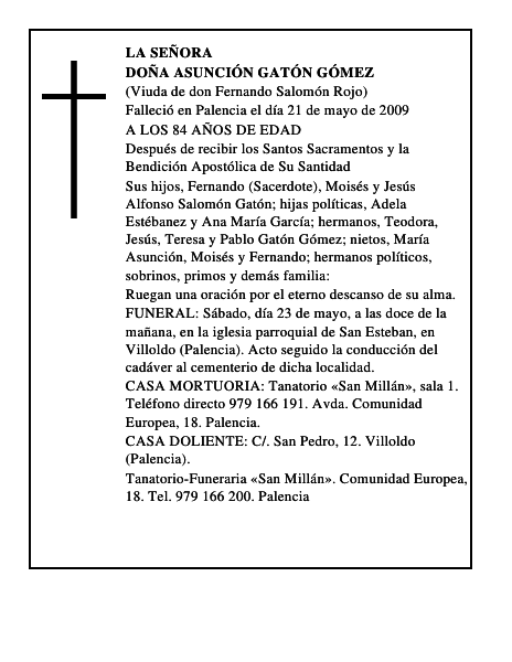 DOÑA ASUNCIÓN GATÓN GÓMEZ