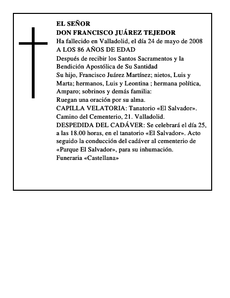 DON FRANCISCO JUÁREZ TEJEDOR