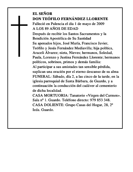 DON TEÓFILO FERNÁNDEZ LLORENTE