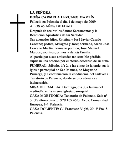 DOÑA CARMELA LEZCANO MARTÍN