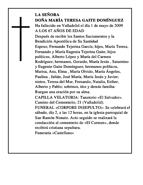 DOÑA MARÍA TERESA GAITE DOMÍNGUEZ