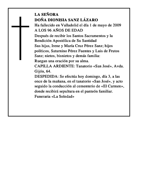 DOÑA DIONISIA SANZ LÁZARO