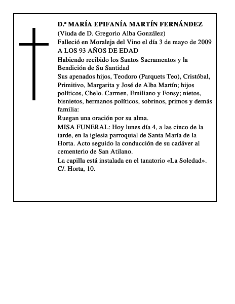 D.ª MARÍA EPIFANÍA MARTÍN FERNÁNDEZ