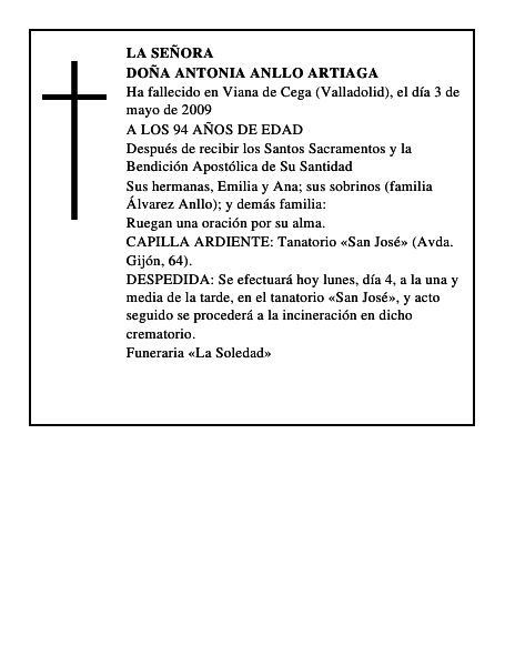 DOÑA ANTONIA ANLLO ARTIAGA