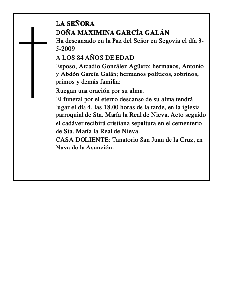 DOÑA MAXIMINA GARCÍA GALÁN