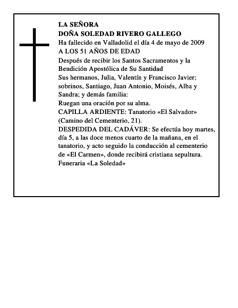 DOÑA SOLEDAD RIVERO GALLEGO