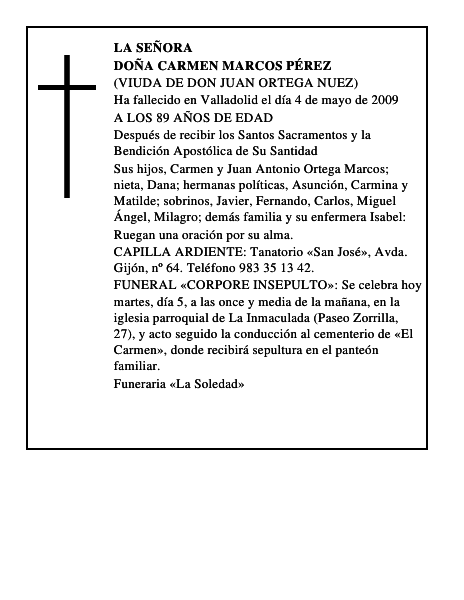 DOÑA CARMEN MARCOS PÉREZ