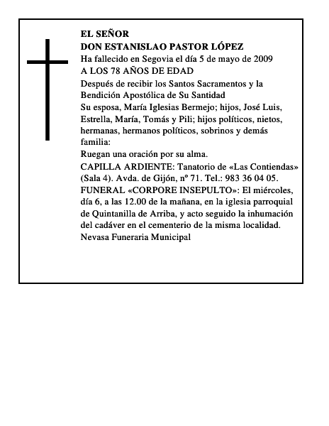 DON ESTANISLAO PASTOR LÓPEZ